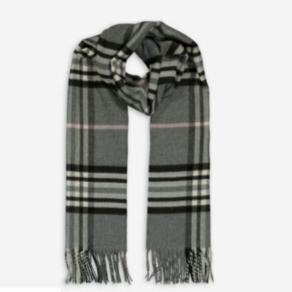 V.Fraas Women's Gray & Black Cahmink Tartan Pattern Design Fashion Scarf - Picture 1 of 10